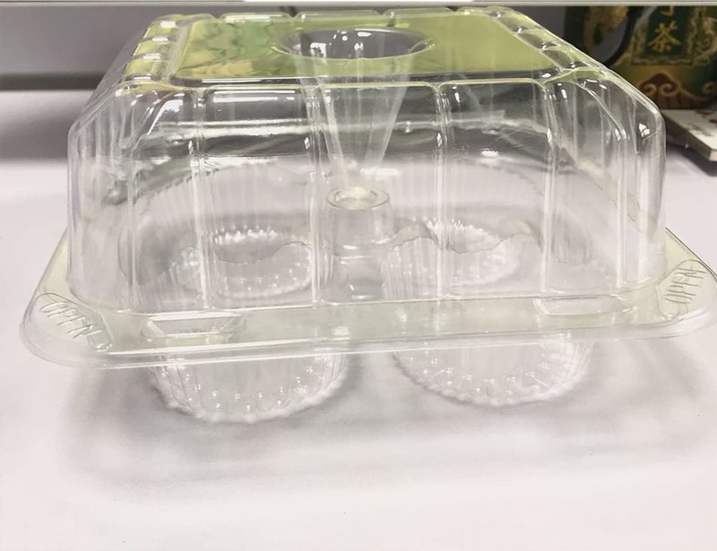 pizety 50 pack 4 Cavity Cupcake Container Quality Strong Muffin Cupcake Containers with Superior Hinged 4 Compartment Cupcake Boxes Clear Plastic Cupcake Container Disposable Cupcake Holders 50 pack - Image 2
