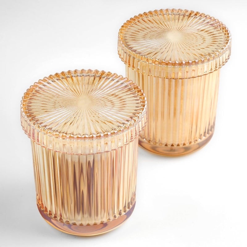 2-piece bathroom glass storage set, vertical glass, cotton ball storage box, bathroom desktop finishing container - Image 3
