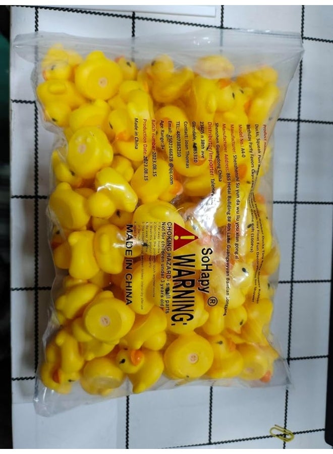 SOHAPY 100Pcs Mini Yellow Rubber Ducks Tiny Baby Shower Rubber Ducks, Squeak Fun Baby Yellow Rubber Bath Toy Float Fun Decorations for Shower Birthday Party Favors Cupcake Carnival Game Gift (100Pcs) - Image 1