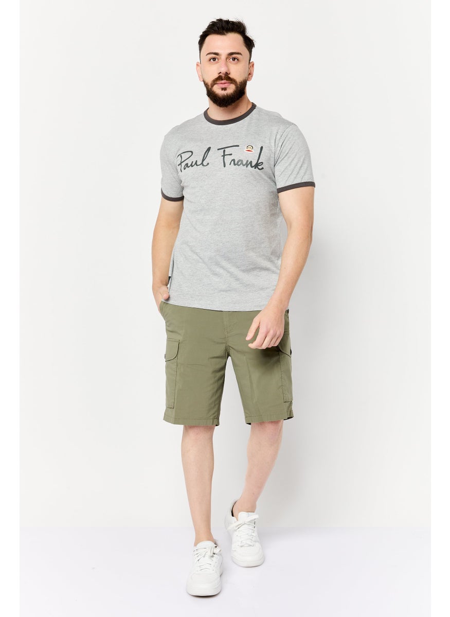Paul Frank - Men Crew Neck Short Sleeves Brand Logo T-Shirt, Grey - Image 1