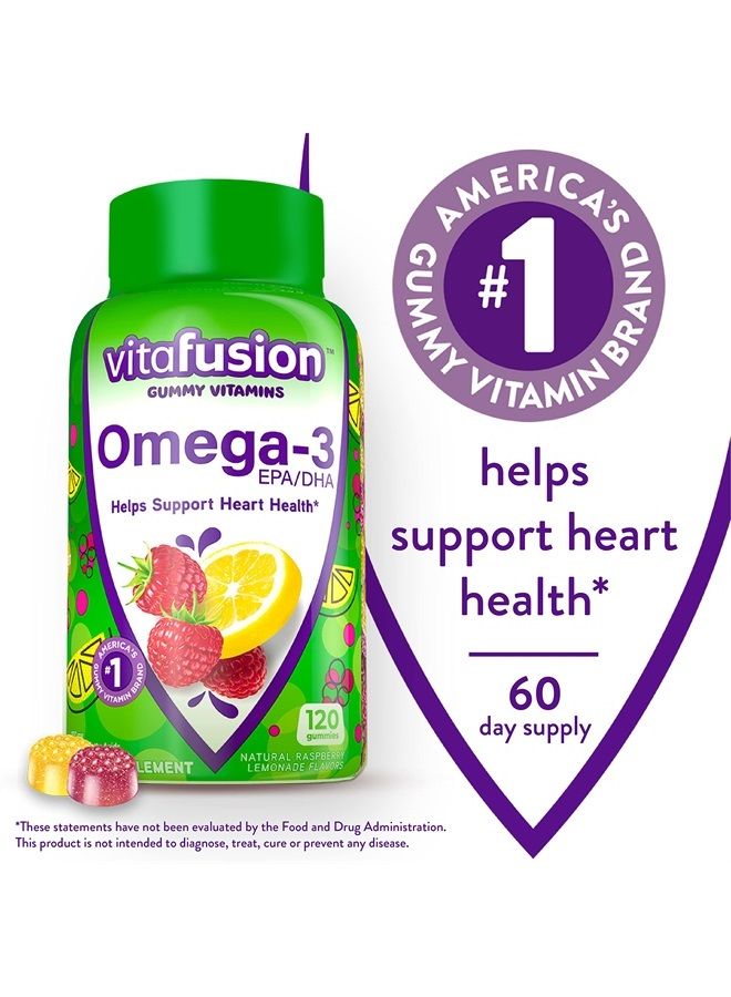 Vitafusion Omega-3 Gummy Vitamins, Berry Lemonade Flavored, Heart Health Vitamins(1) With Omega 3 EPA/DHA and Vitamins A, C, D and E, America's Number 1 Gummy Vitamin Brand, 60 Day Supply, 120 Count - Image 2