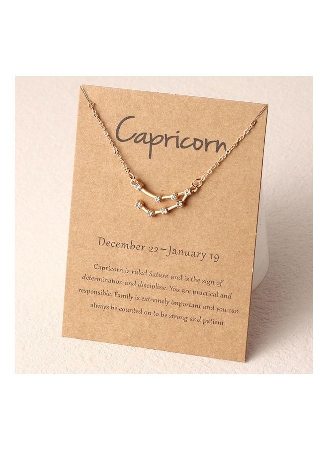 Generic - Necklace with golden pendant inlaid with sparkling crystals with Capricorn design distinctive and elegant necklace with card - Image 1