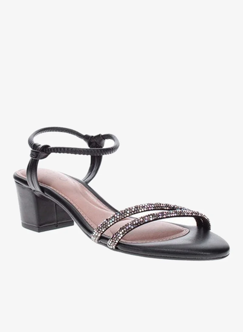 Beira Rio Black Mid Heels Sandals for Women – Sling Back Heel Sandals for Girls with Ankle Strap for Women | Best Price UAE