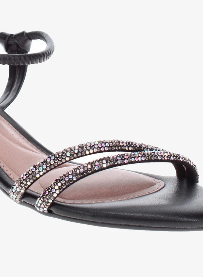 Beira Rio Black Mid Heels Sandals for Women – Sling Back Heel Sandals for Girls with Ankle Strap for Women | Best Price UAE