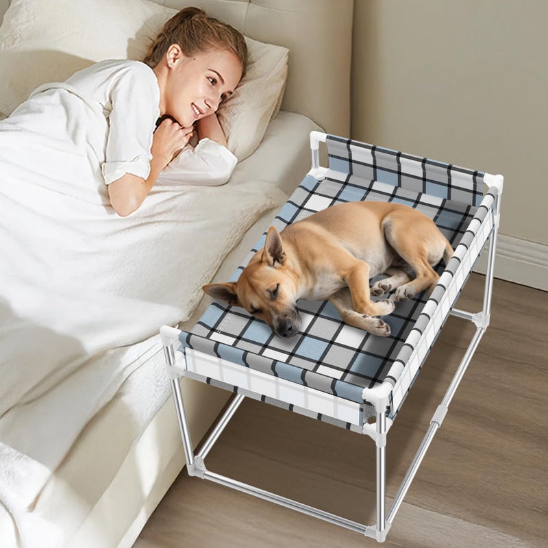 Caghash Bedside Window Pet Cat Bed - Dog Bed with Guardrail Extension Attached to Human Bed Height Elevated Dogs Cats Window Perch Bedside Dog Cot Sleeper Hammock Furniture Pet Beds (34'' x 20'' x 24'') - Image 1