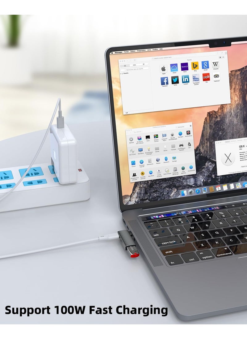 SYOSI 2-in-1 USB C to USB 3.1 Adapter with 100W Type C Charging Port, Thunderbolt 4/3 OTG Converter for Meta Quest 2, Steam Deck, Rog Ally, iPhone 15 Series, iPad, MacBook and More (Space Grey)  - Image 5