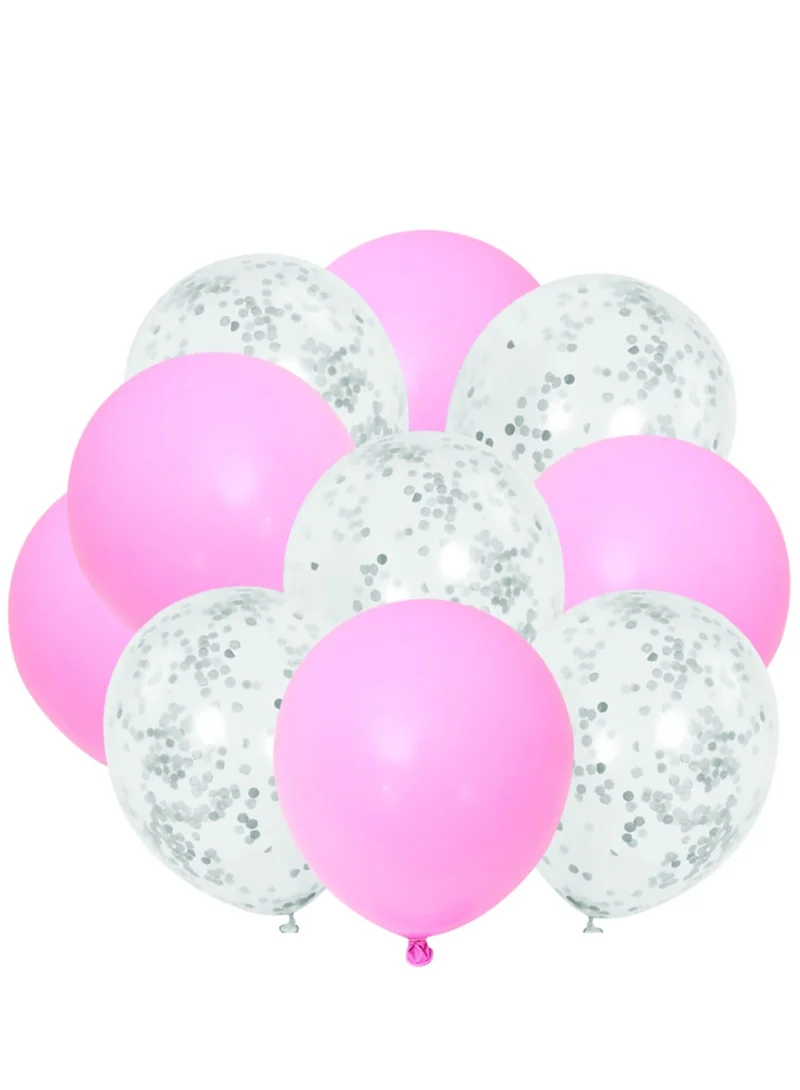 Share The Love 10-Pieces Standard Latex Balloons & Confetti Balloons Set - Pink