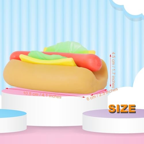 funnysquee Hot Dog Toy 4 Layers Detachable Hot Dogs Burger Stress Relief Stretch and Squeeze Stress Toys Simulation Food Squishies Birthday Gift for Kid Hot Dog - Image 5