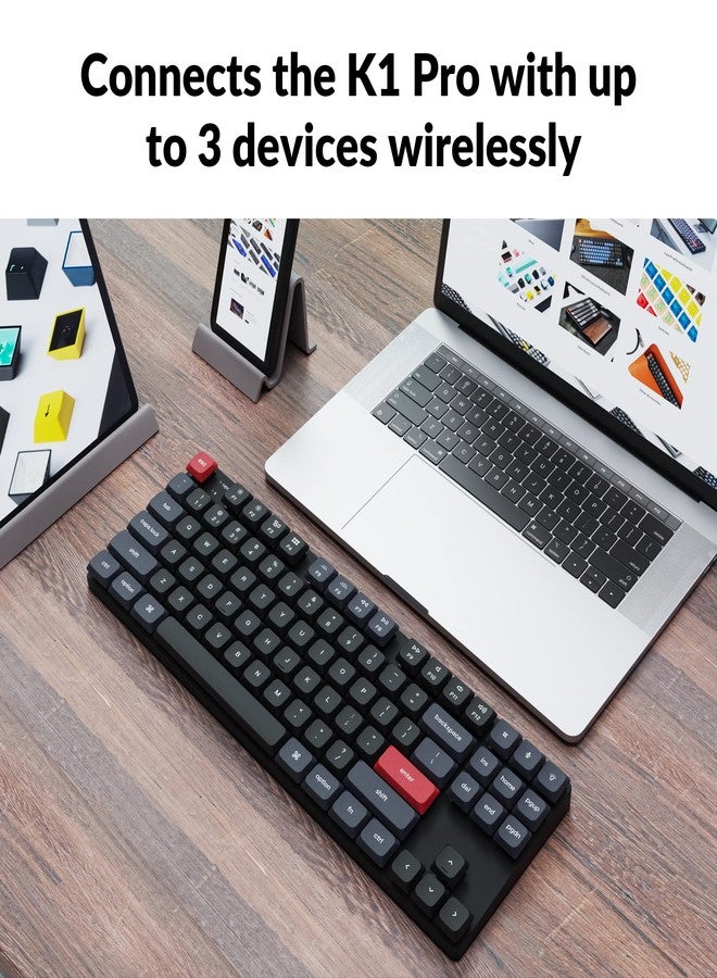 Keychron K1 Pro RGB Ultra-Slim QMK/VIA Custom Bluetooth Wireless/USB Wired Mechanical Keyboard with Low-Profile Gateron Brown Switch, PBT Keycaps TKL Layout Computer Keyboard for Mac Windows Linux - Image 2