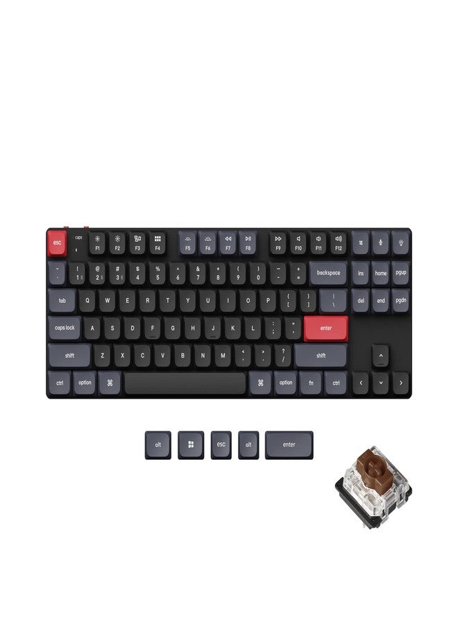 Keychron K1 Pro RGB Ultra-Slim QMK/VIA Custom Bluetooth Wireless/USB Wired Mechanical Keyboard with Low-Profile Gateron Brown Switch, PBT Keycaps TKL Layout Computer Keyboard for Mac Windows Linux - Image 1