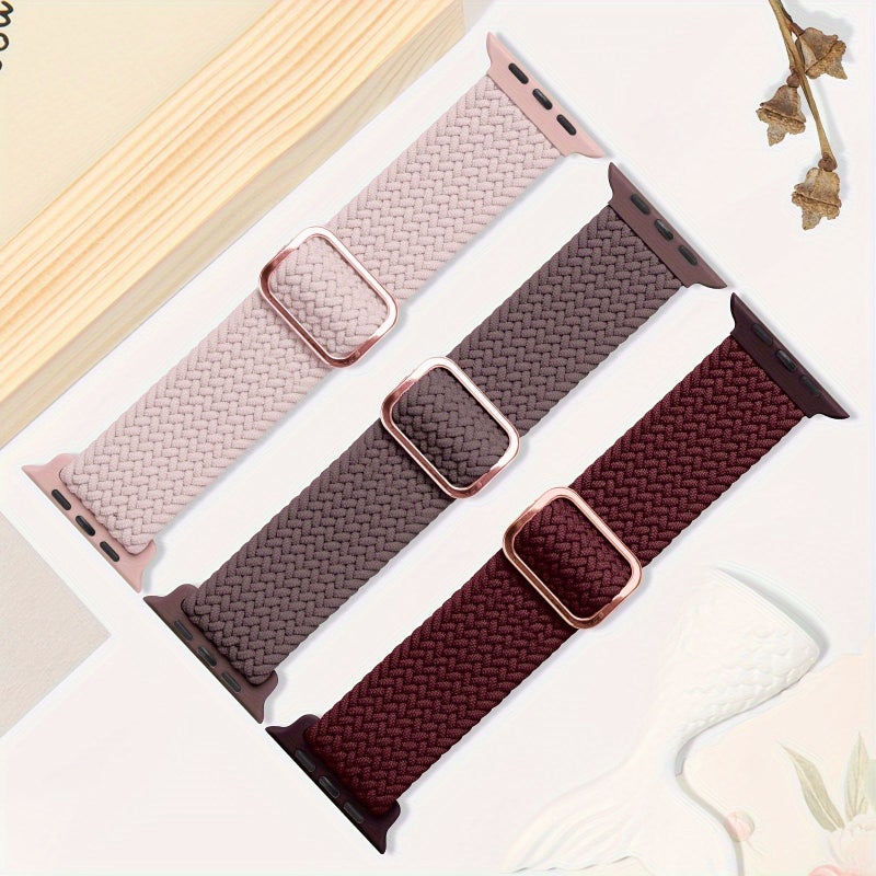 Set Of 2 Woven Elastic Straps For Apple Watch 42 44 45 49mm Adjustable Nylon Loop - Image 4