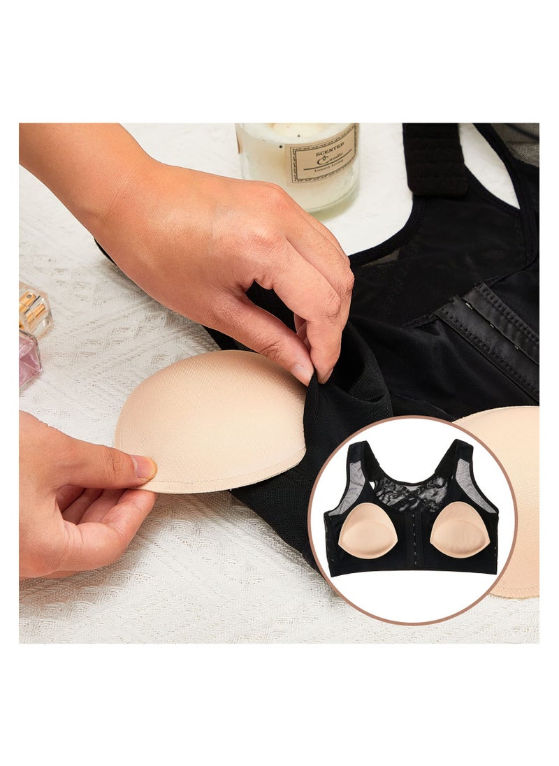 SYOSI - 2 Pairs Bra Pads Inserts, Push up Bra Inserts, Sports Bra Pads Inserts Thick Latex Bras Inserts Removable Bra Pads Cups, Breast Enhancer Cups Sewn Edges Bra Padding Insert(L: 11cm , T: 3cm) - Image 1