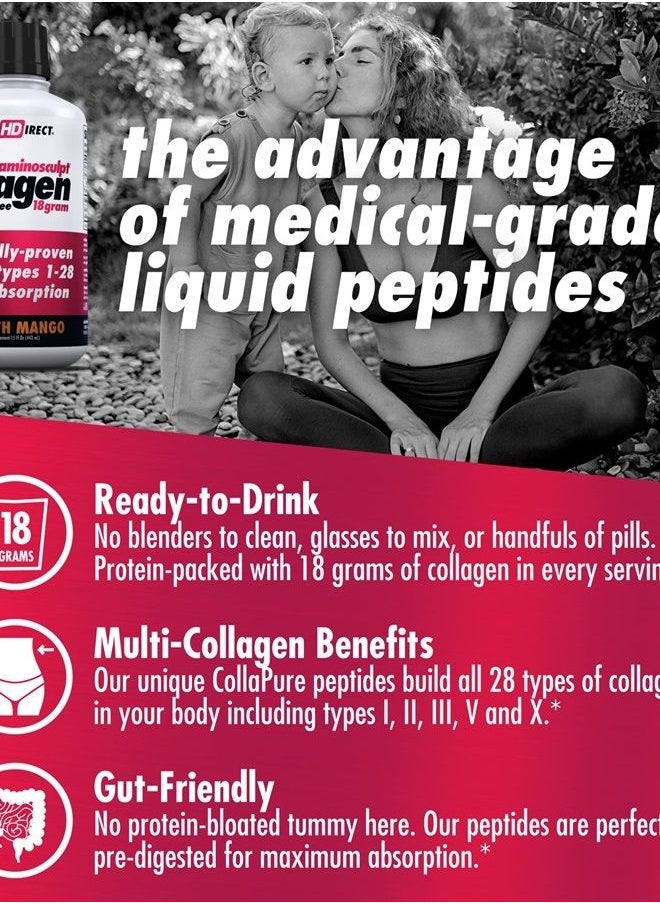 Health Direct - AminoSculpt Original Liquid Collagen Peptides 18,000,000 MCG for Hair, Skin, Nails, Paleo and Keto, 30 Fl Oz, 30 Day Supply, Sugar-Free, Smooth Mango - Image 1