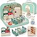 Golray Dollhouse Kitchen Furniture Suitcase Set for Kids 2 Flexible DollsDining TbleKitchenwareTablewareRefrigeratorBread Pretend Play Dollhouse Accessories Christmas Birthday Gift for Girls Ages 3 - Image 2