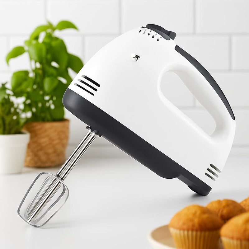 FITTO Electric Hand Mixer 7-Speed, Powerful Handheld Mixer with Turbo Boost, Lightweight and Ergonomic Design, White – Perfect for Baking, Whipping, Mixing and Beating - Image 2
