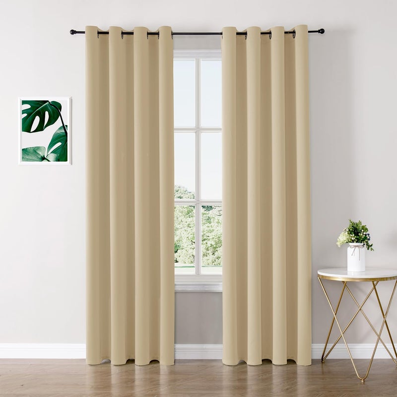 ChrisDowa Blackout Curtains 120 inches Long for Bedroom - 2 Panels Set Grommet Thermal Insulated Room Darkening Curtains for Living Room (Biscotti Beige, 52 x 120 Inch) - Image 1