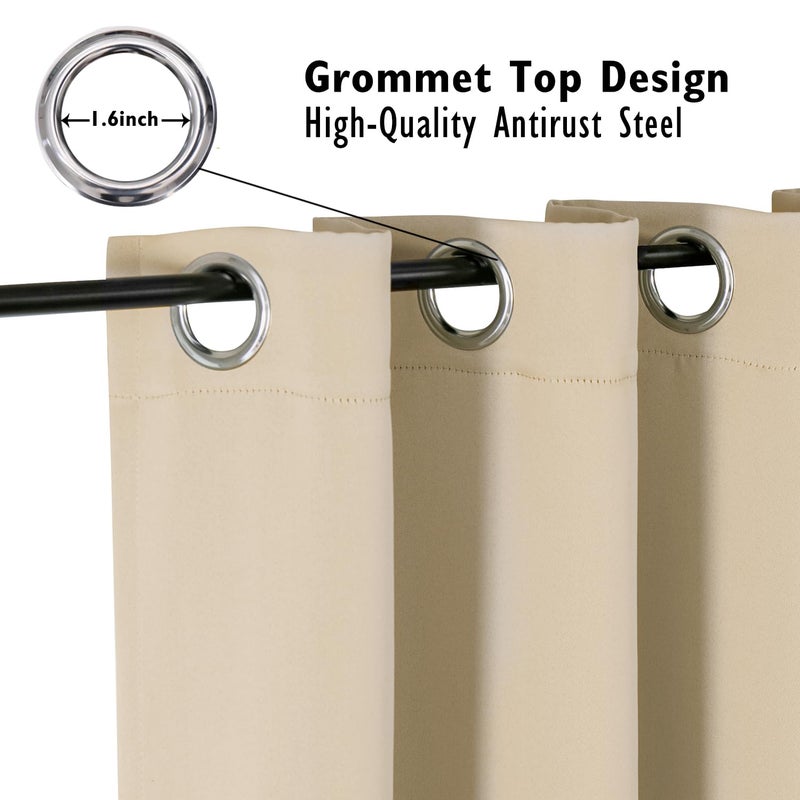 ChrisDowa Blackout Curtains 120 inches Long for Bedroom - 2 Panels Set Grommet Thermal Insulated Room Darkening Curtains for Living Room (Biscotti Beige, 52 x 120 Inch) - Image 2