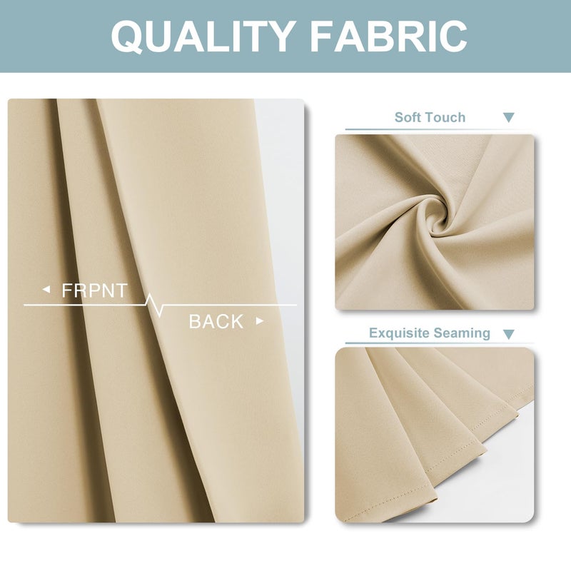 ChrisDowa Blackout Curtains 120 inches Long for Bedroom - 2 Panels Set Grommet Thermal Insulated Room Darkening Curtains for Living Room (Biscotti Beige, 52 x 120 Inch) - Image 3