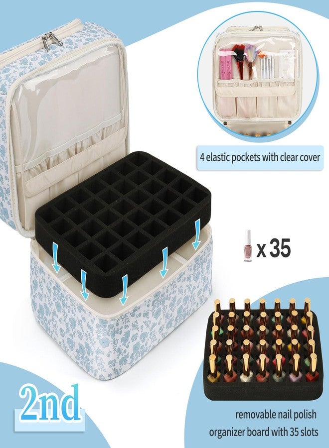 CUBETASTIC Nail Polish Organizer, Nail Supplies Storage Case Holds 45 Bottles Nail Polish & Nail Lamp, Travel Nail Tech Carrying Bag, Nail Kit Bag For Nail Stuff & Manicure Tools - Image 4