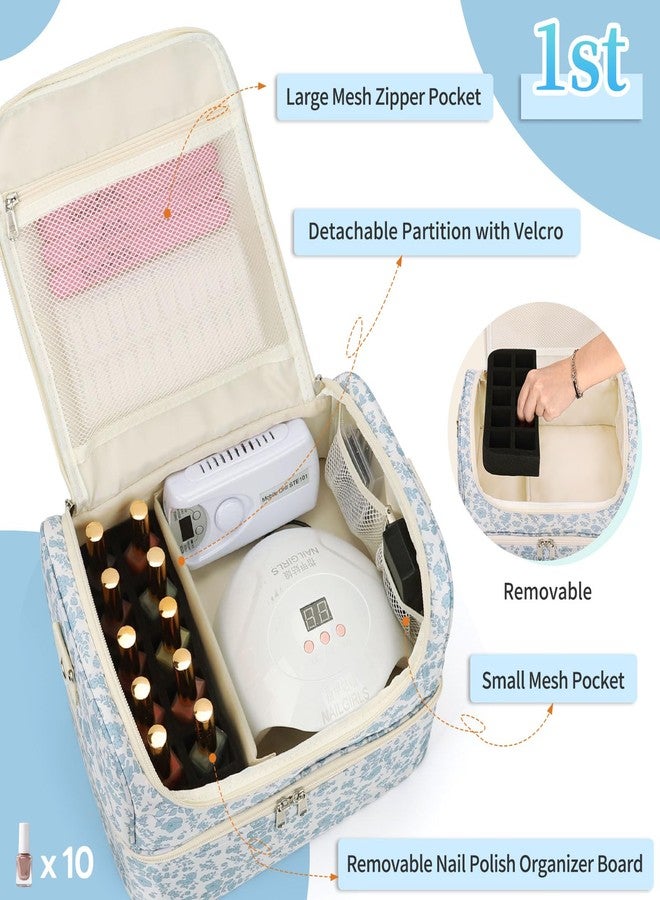 CUBETASTIC Nail Polish Organizer, Nail Supplies Storage Case Holds 45 Bottles Nail Polish & Nail Lamp, Travel Nail Tech Carrying Bag, Nail Kit Bag For Nail Stuff & Manicure Tools - Image 3