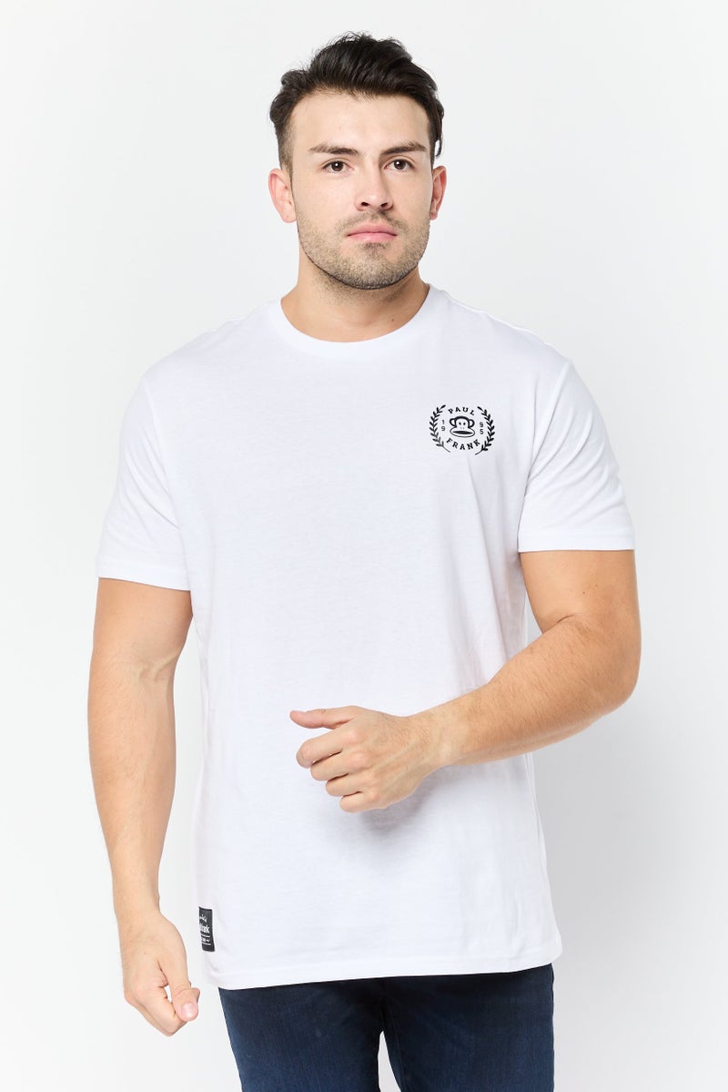 Paul Frank Men Crew Neck Short Sleeves Brand Logo T-Shirt, White  - Image 1