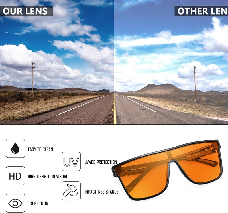 FEISEDY Fashion Flat Top Sunglasses Trendy Oversized Square Shades Women Men UV400 B2996 - Image 4