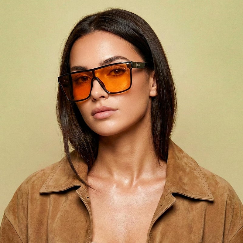 FEISEDY Fashion Flat Top Sunglasses Trendy Oversized Square Shades Women Men UV400 B2996 - Image 2