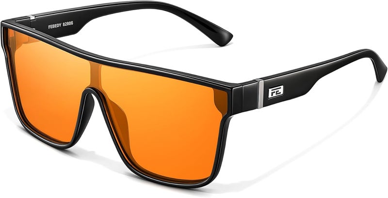 FEISEDY Fashion Flat Top Sunglasses Trendy Oversized Square Shades Women Men UV400 B2996 - Image 1