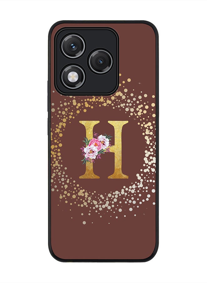 Stylizedd For Honor 400 Lite Case,Slim fit Camera Protection, Shockproof Thin Phone cover  - Custom Monogram Floral - H  (Brown )