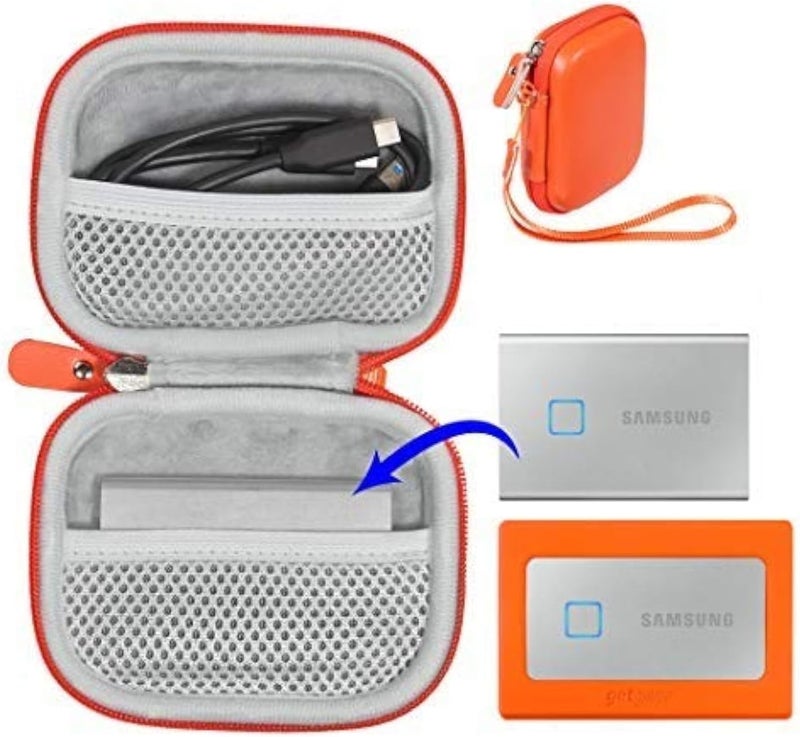 GETGEAR Handy Case for Samsung T7 Touch Portable SSD, T5, Card Reader, USB Hub, Type C Hub, HD Hub, Mesh Pockets, Wrist Strap - Image 1