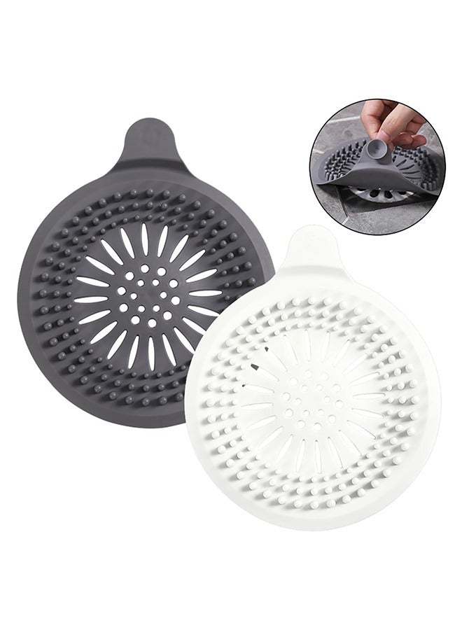 2 Pcs Silicone Shower Drain Cover Hair Catcher Drain Stoppers with Sucker，Shower Drain Mesh Sink Strainer for Laundry, Bathroom, Kitchen, Drain Easy to Install and Clean  - Image 1