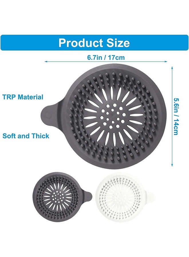 2 Pcs Silicone Shower Drain Cover Hair Catcher Drain Stoppers with Sucker，Shower Drain Mesh Sink Strainer for Laundry, Bathroom, Kitchen, Drain Easy to Install and Clean  - Image 2
