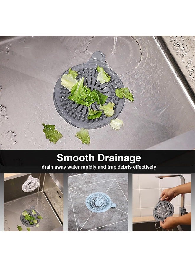 2 Pcs Silicone Shower Drain Cover Hair Catcher Drain Stoppers with Sucker，Shower Drain Mesh Sink Strainer for Laundry, Bathroom, Kitchen, Drain Easy to Install and Clean  - Image 5