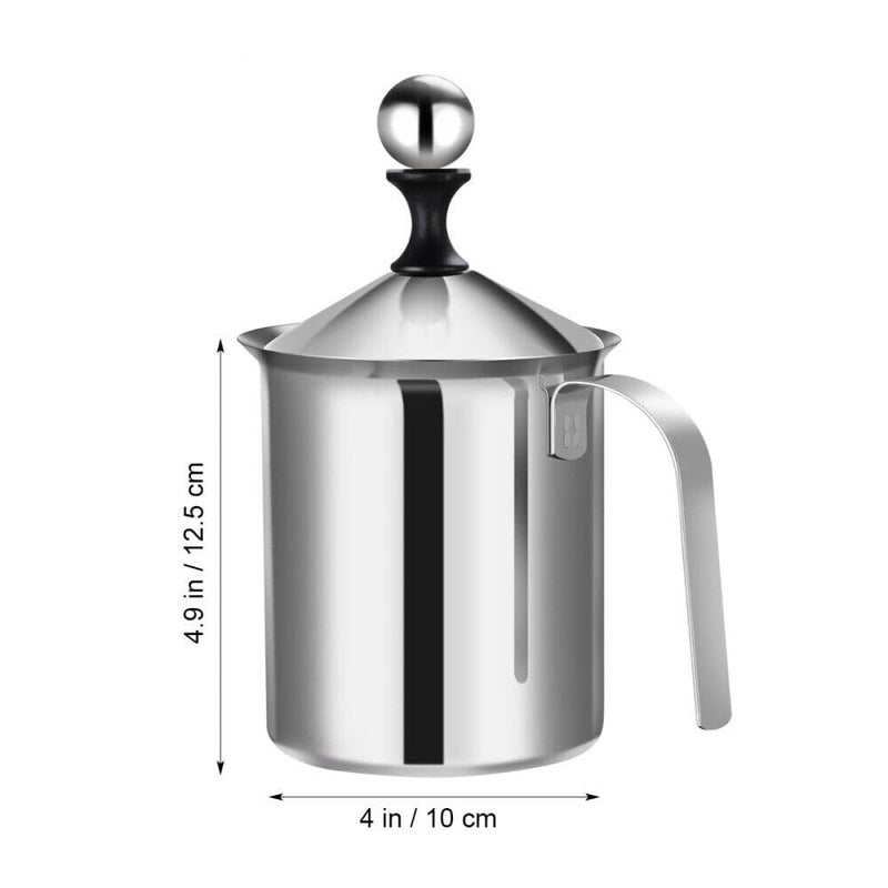 GALV Milk Frother Handheld Coffee Milk Frother Stainless Steel Double Froth Pumpers Manual Operated Milk Foam Maker for Cappuccino Coffee Hot Chocolate1 pcs125 x 10 cm - Image 2