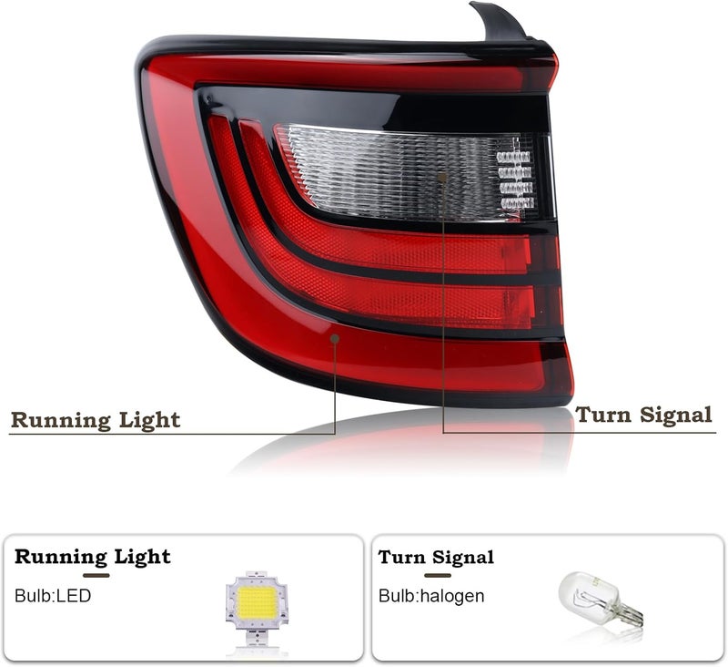 KAMDKI Left Driver Side Outer Tail Light LED Rear Lamp for 2014-2023 Dodge Durango - Image 2