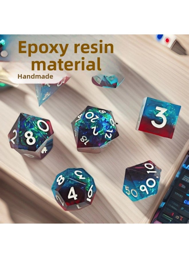 إيبوكسي DND Table Dungeons and Dragons COC Run TRPG Kulukards Dice Dice Gango Suit اللون: وردي + رقائق نحاسية بأحرف بيضاء - Image 3