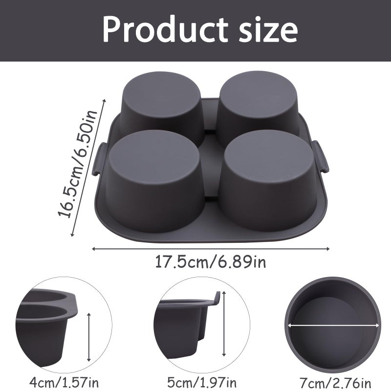 Fchil Silicone Muffin Tray for Air Fryer 1Pcs, 4-Cups Nonstick Muffin Pans with Carrying Handle, Silicone Cake Pans for Baking Cupcakes Pudding Dessert Quiches Tart, Grey - Image 2
