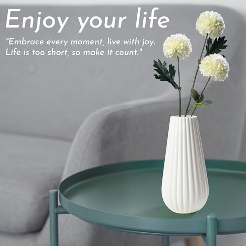 bvslf Decorative Flower Vase for Home Decor Center Table Bedroom Living Room & Office Decoration, Flower Holder, Flower Vase for Home Office Decor Set of 2, White Plastic Vase - Image 4
