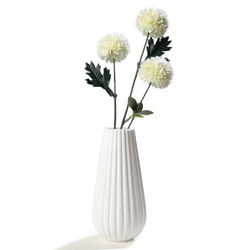 bvslf Decorative Flower Vase for Home Decor Center Table Bedroom Living Room & Office Decoration, Flower Holder, Flower Vase for Home Office Decor Set of 2, White Plastic Vase - Image 5