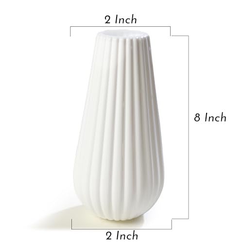 bvslf Decorative Flower Vase for Home Decor Center Table Bedroom Living Room & Office Decoration, Flower Holder, Flower Vase for Home Office Decor Set of 2, White Plastic Vase - Image 2