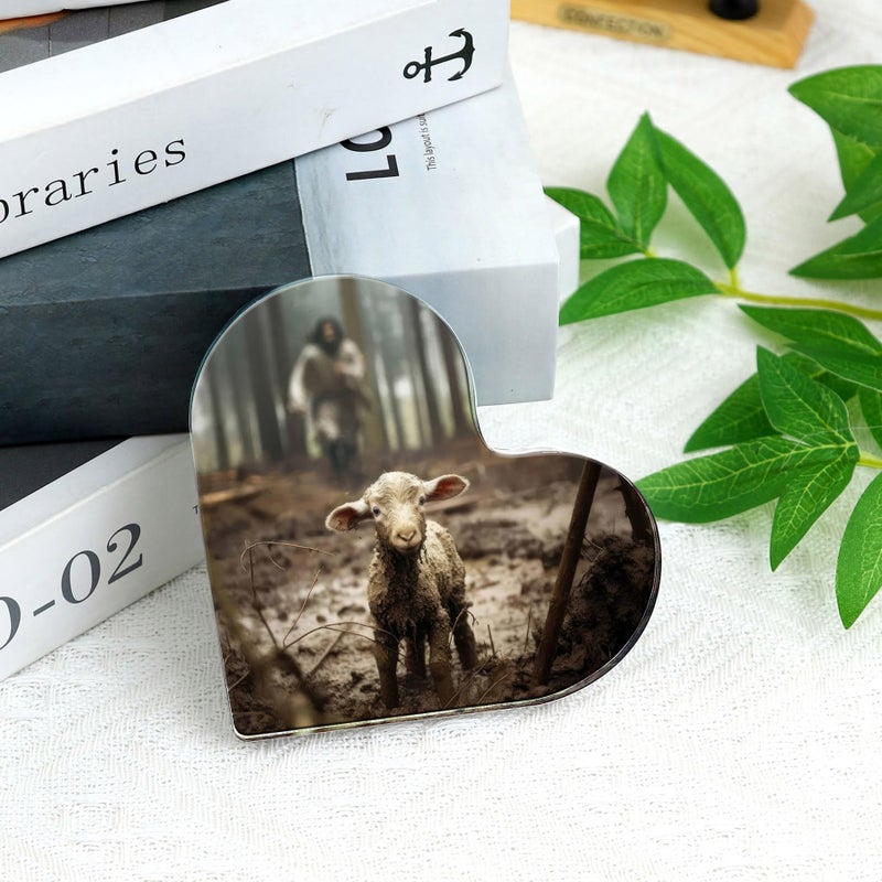 Ploceiny Christian Jesus and Lamb Decor,Spiritual Thank you Christian Gifts for women,pastor,christians,teachers,Mom,Sister,Friends,Mother's,Female Coworker-Religious Home Decor for Birthday,Christmas,Everyday Encouragement(4"x4")D-237 - Image 3