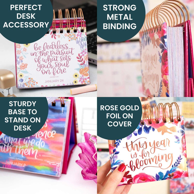bloom daily planners Undated Perpetual Desk Easel with Motivational Quotes - Inspirational Standing Flip Calendar for Women - Page A Day (5.25" x 5.5") - Hand-Lettered - Image 5