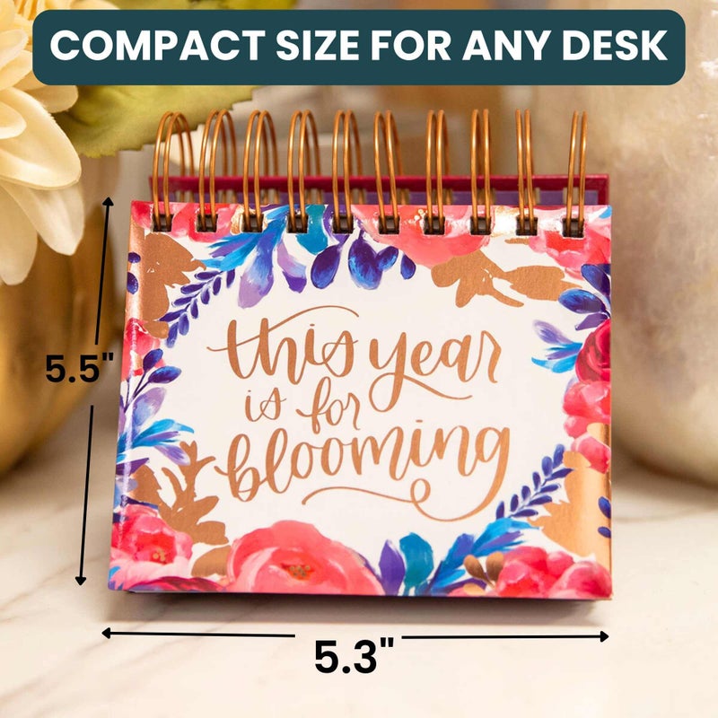 bloom daily planners Undated Perpetual Desk Easel with Motivational Quotes - Inspirational Standing Flip Calendar for Women - Page A Day (5.25" x 5.5") - Hand-Lettered - Image 3