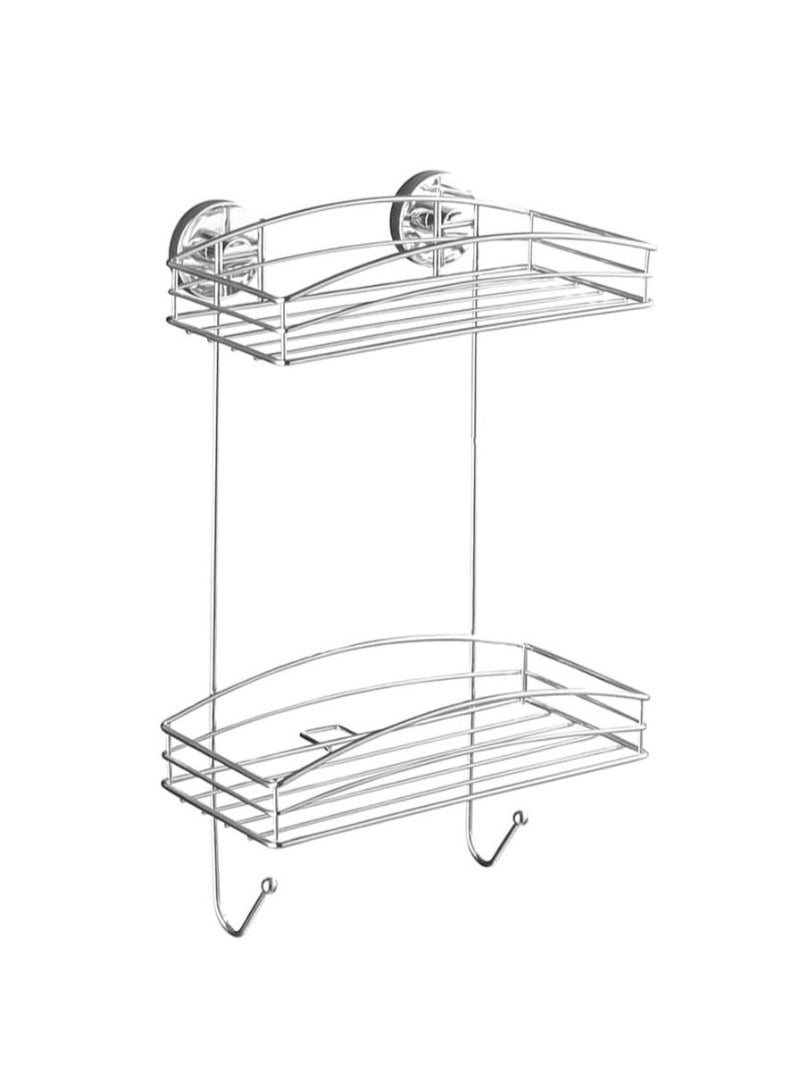 Wenko Vacuum Loc 2 Tier Wall Rack 26 x 43 x 15 cm, Chrome 