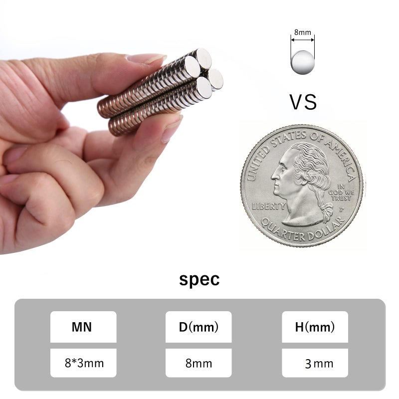 RHINOCATS 45 pcs Small Magnetsï¼ŒMini Round Magnets Multi-Use for Miniatures, DIY, Office, Hobbies, Crafts and Science, Tiny Sizeï¼š8mm x 3mm(DxH) - Image 2