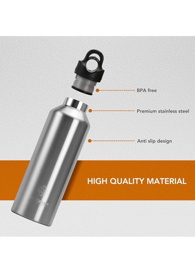 RevoMax Revomax vacuum Insulated Flask with Twist Free CAP, open & close with one hand in one second Galaxy Silver. 32oz/ 950ml  - Image 4