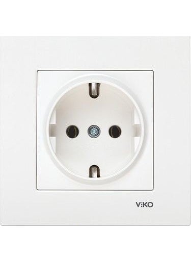 Viko Karre Grounded Socket (Frame Included)- White 