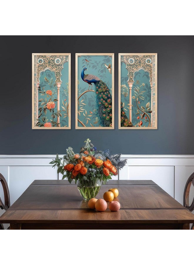 walllane Traditional Indian Art Pichwai Wall Hanging Paintings | Painting for wall Decoration | Traditional Indian Art Pichwai Wall Décor Paintings Set of 3 (10x19 inch, G) - Image 5