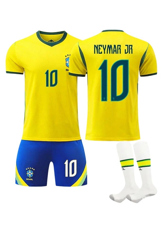 2026-2027 World Cup Brazil Home Kit #10 NEYMAR JR, Jersey Shorts & Socks Set, Kids & Adult Sizes, Great Gift for Soccer Fans - Image 1