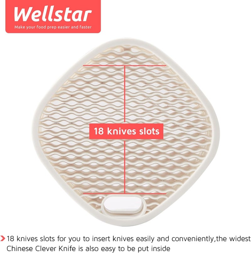 WELLSTAR Universal Knife Block Holder for Kitchen, Knife Stand without Knives, Safe Space Saver Large Volume Stable Knife Storage with Scissors Slot, Detachable for Easy Cleaning – Off-White - Image 4